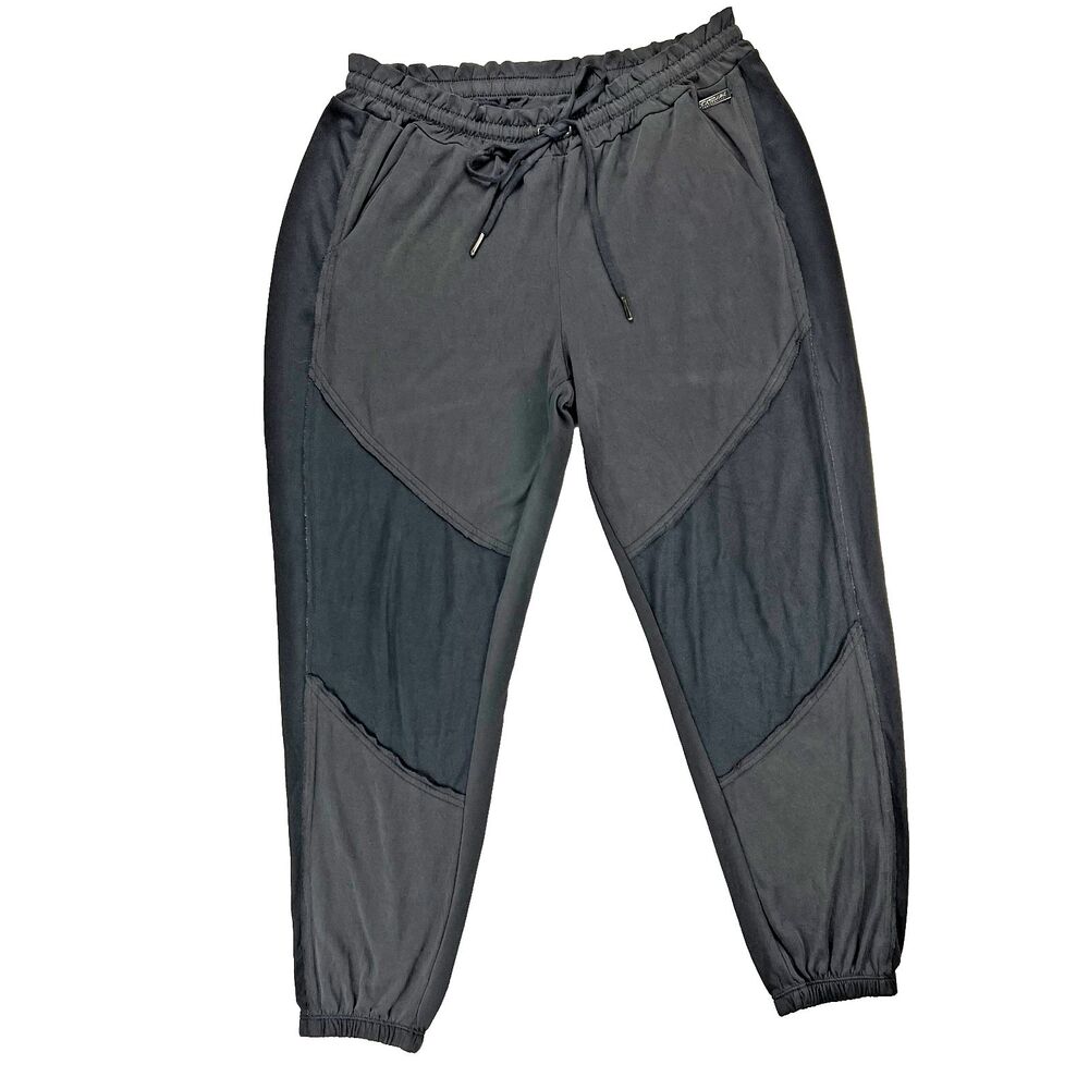 Betsey Johnson Womens Black Hybrid Mesh Moto Jogger Pants Athleisure Lounge Sz M